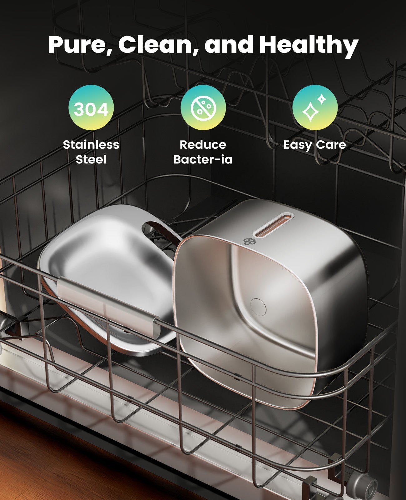 Fonte de água sem fios para animais de estimação Oneisall 3,5 L em aço inoxidável com 3 filtros