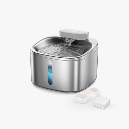 Fonte de água sem fios para animais de estimação Oneisall 3,5 L em aço inoxidável com 3 filtros