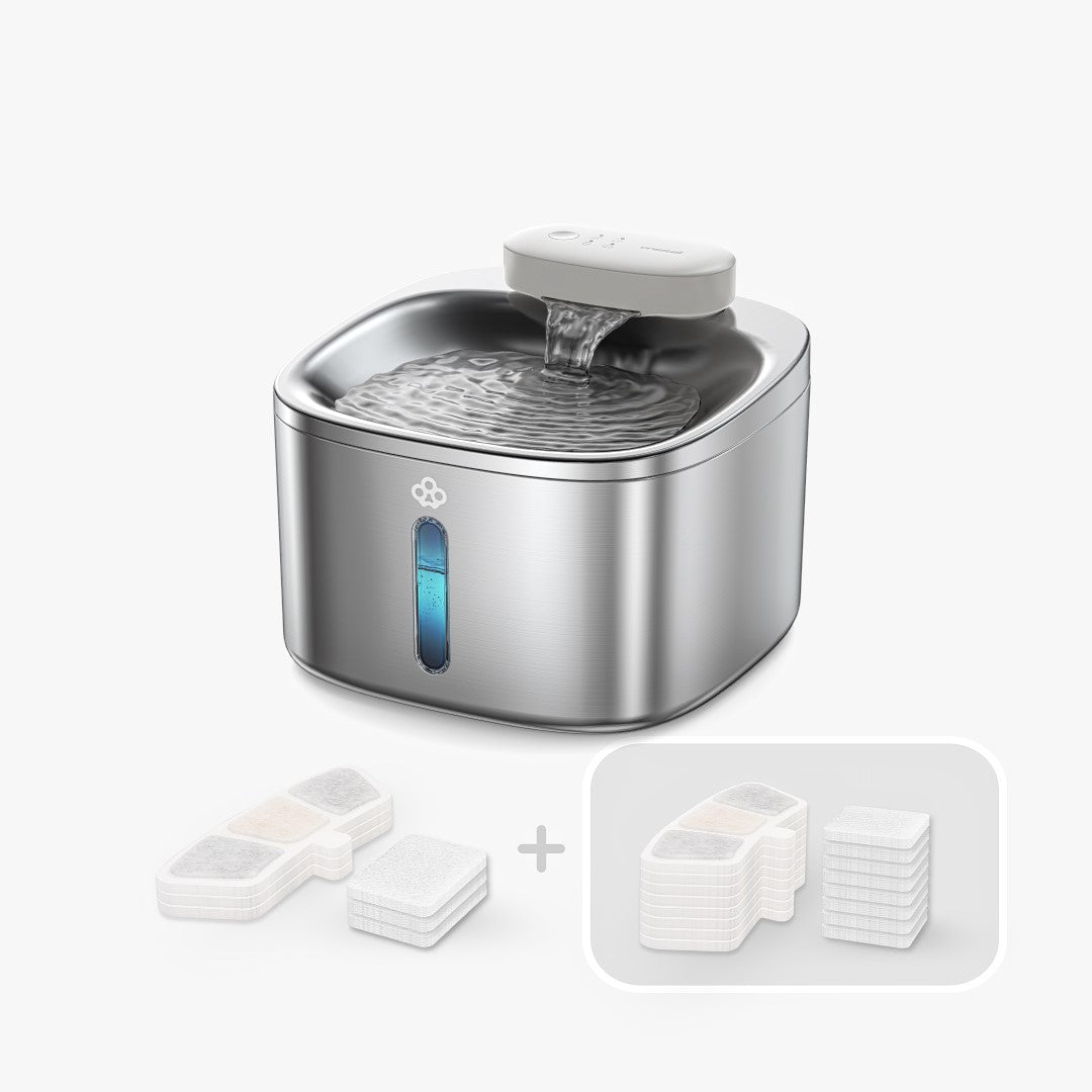 Fonte de água sem fios para animais de estimação Oneisall 3,5 L em aço inoxidável com 3 filtros