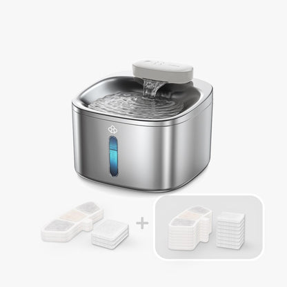 Fonte de água sem fios para animais de estimação Oneisall 3,5 L em aço inoxidável com 3 filtros