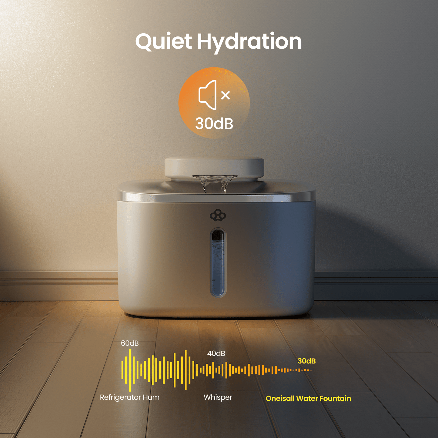 Fonte de água sem fios para animais de estimação Oneisall 3,5 L em aço inoxidável com 3 filtros